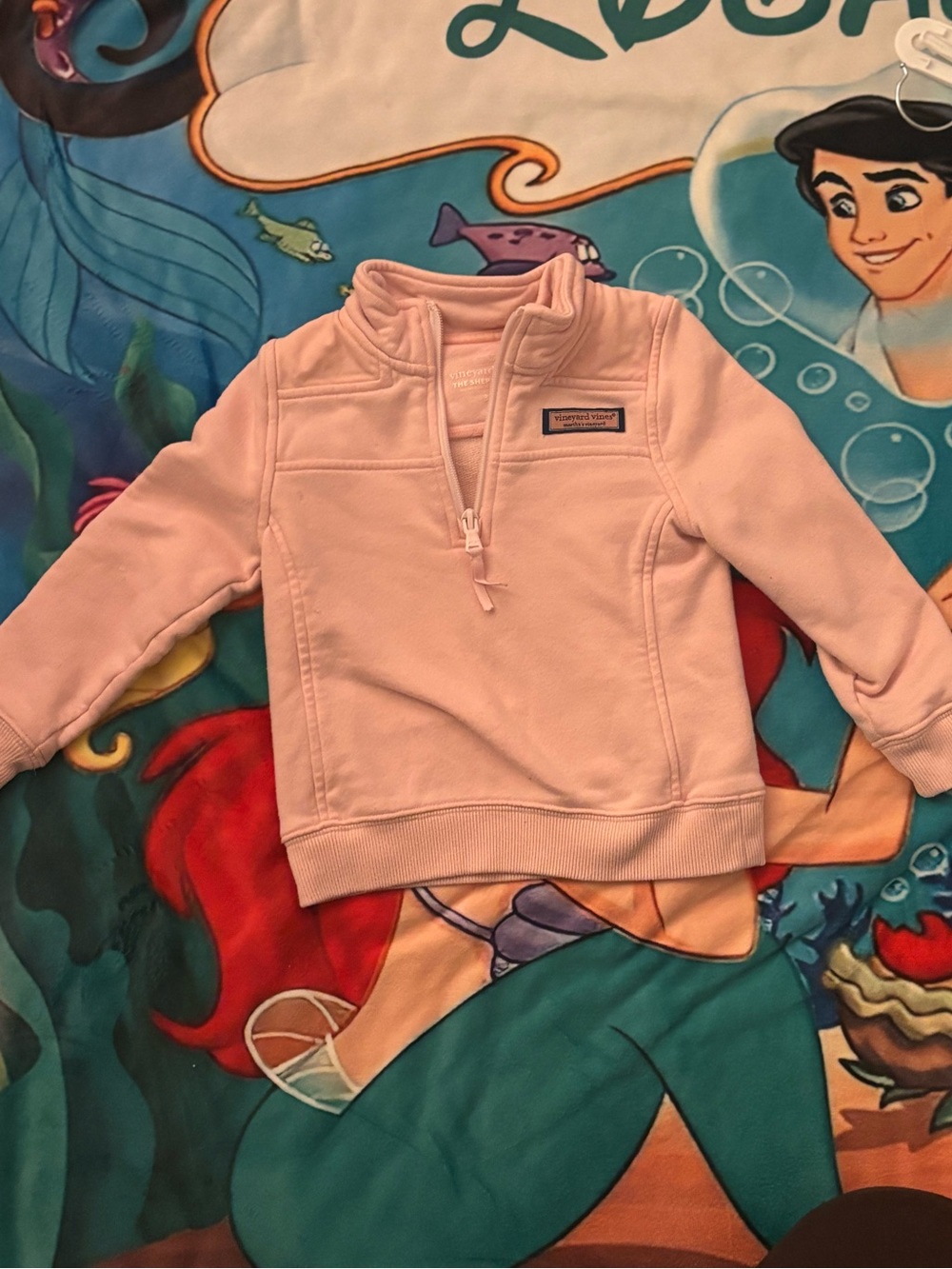 Vineyard Vines Kids Pale Pink Quarter-Zip Sweatshirt
